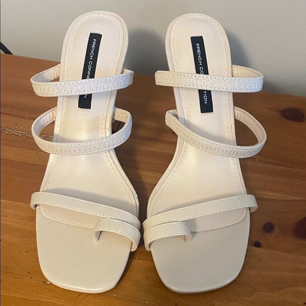 French Connection Cream Strappy 3.5” Heels